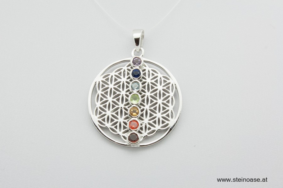 Anhänger Chakra & Lebensblume, 925Silber